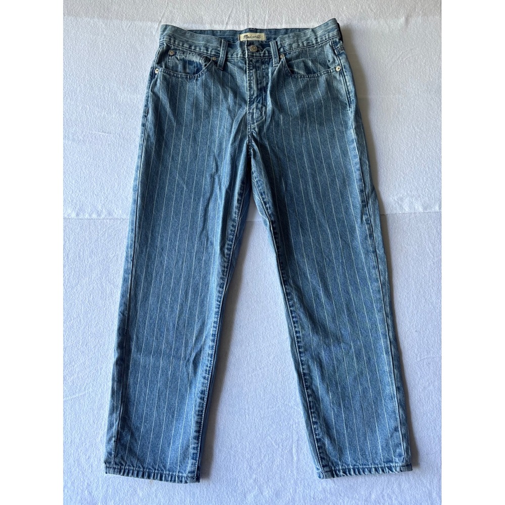 Madewell The Perfect Vintage Crop Jean Pinstripe Blue Denim 28P High Rise